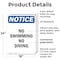 Signmission No Swimming No Diving, 18 in W x Rectangle, Plastic OS-2PACK-NS-P-1824-V-14878 - alternate 3
